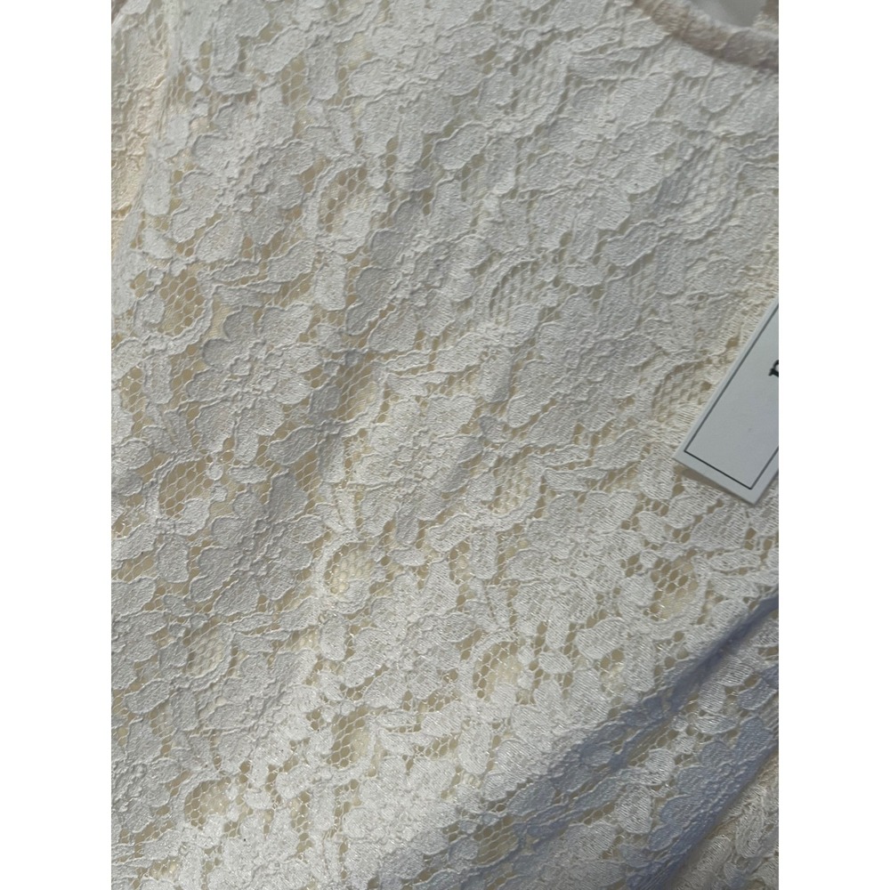 Monteau Los Angeles Women Cream Floral Lace Sleeveless Keyhole Back Blouse Small - Picture 5 of 6